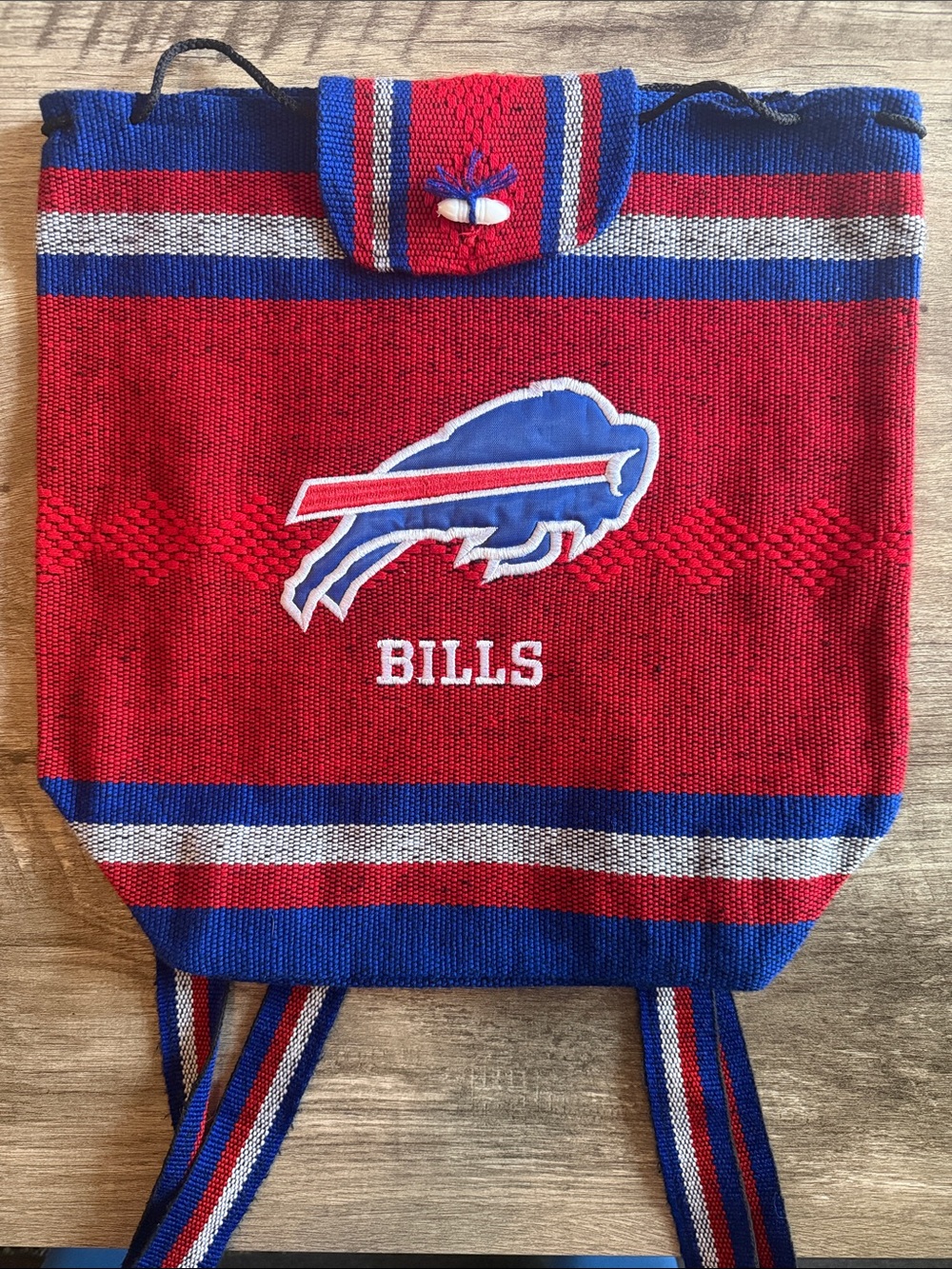 Buffalo Bills Knit Drawstring Backpack - Red & Blue